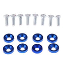 8 Sets Blue M6 License Plate Frame Engine Bay Bumper Fender Screw+ Washer