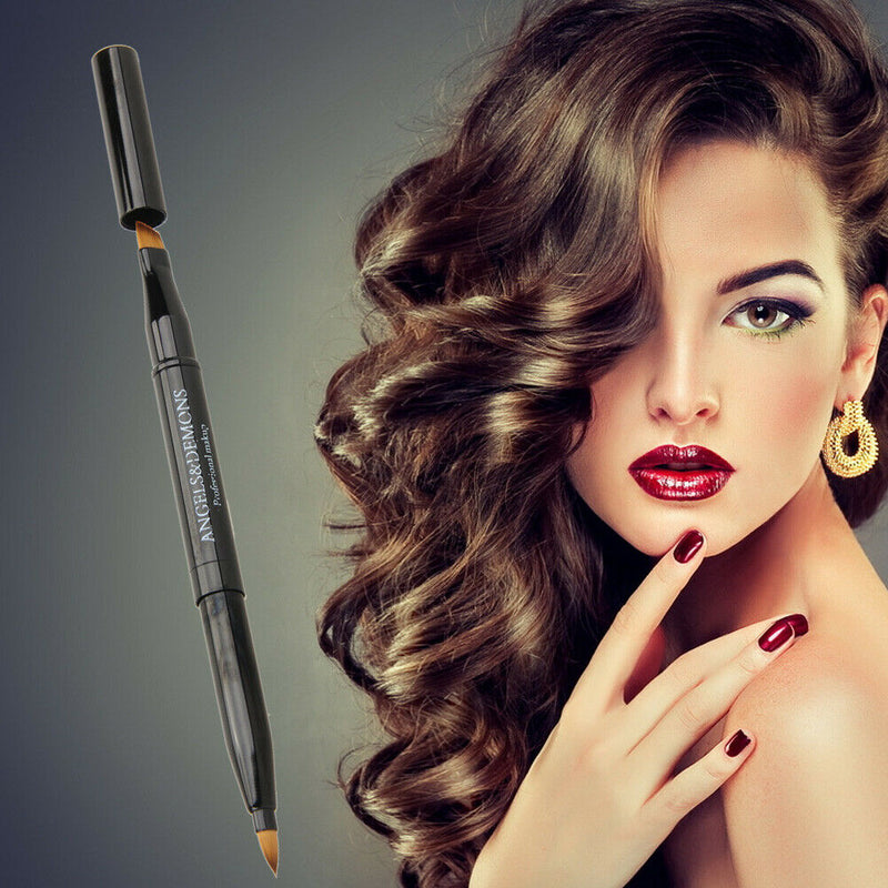 Stylish Black Lip Brush Double-ended Makeup Eyebrow Brush Groomer Tool