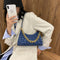 Casual Printed Women Handbag Totes PU Chain Underarm Shoulder Bags (Blue) A