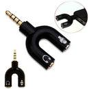 3.5mm Stereo Splitter Audio to Mic & Headset Jack Plug Adapter For Cell E8R4