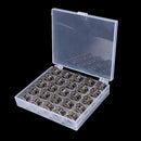 25Pcs Clear Empty Sewing Machine Bobbins Spool Metal Case With Storage Box M&O