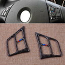 2x Carbon Fiber Steering Wheel Button Cover Trim fit for BMW 3 Series E90 05-12