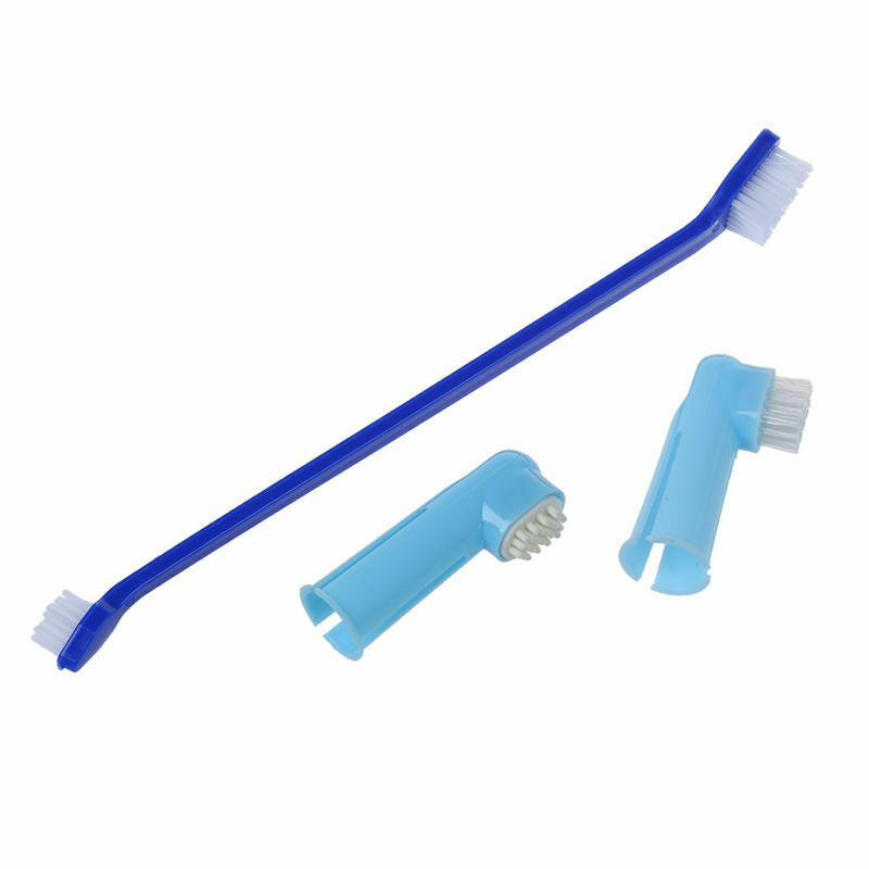 Pink Blue White Plastic Grip Soft Bristle Brush Finger Pet Toothbrush 3 in  F7W2