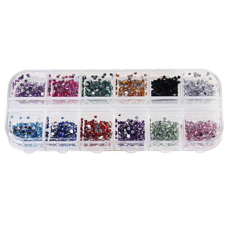 3600pcs Nail Art Rhinestones Decoration 1.5mm Round Glitters With Hard Case A