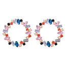 Round Circle Colorful Crystal Pendant Drop Earrings Women Wedding Simulated
