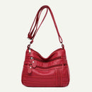 Fashion Messenger Bag Women PU Leather Soft Purse Shoulder Handbag (Red)