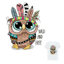 Cute Owl DIY Heat Transfer Stickers Iron-on Patch T-shirt Dresses Washable PatFT