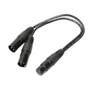 3 Pin XLR Audio Cable Female to 2 Male Y Splitter Adapter 1ft black