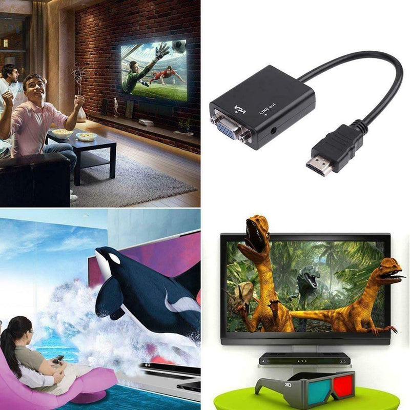 HDMI Male to VGA Male 1080P HDTV Video Converter Adapter with Audio Cable A