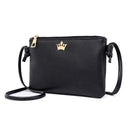 Women PU Leather Crown Shoulder Bags Zipper Casual Crossbody Bags/Black