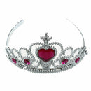Woman Party Crown Plastic Red Heart Round Rhinestone Headband Hair Band
