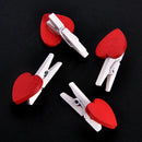 50pcs Red Heart Shape Wooden Clips Clothespins Memo Pegs Photo Paper Clips OME
