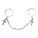 Korean Style Alloy Cross Adjustable Open Band Ring Fashion Sizable 2 Connecting