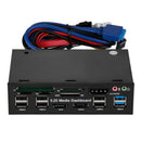 Multifuntion 5.25" Media Dashboard Card Reader USB 2.0 USB 3.0 20 pin e-SAT