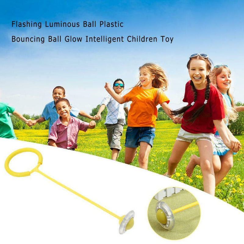 Flashing Jumping Ball Kids Ankle Bouncing Balls Outdoor Sports Toys (Yellow