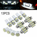 13Pcs Car White LED Lights Kit for Stock Interior & Dome & License Plate Lamps