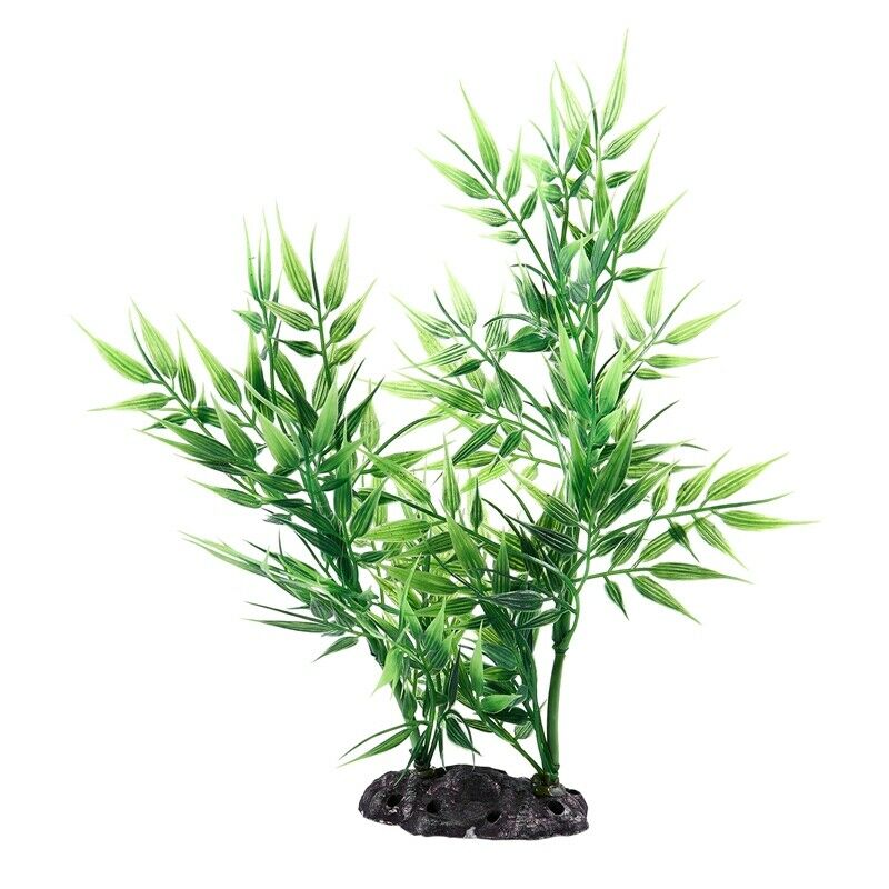 Green Bamboo Leaves Shaped Decorative Artificial Grass for Aquarium Fish Ta