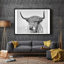 Nordic Portrait of a Highland Cow Posters and Prints Wall Art Canvas Painti