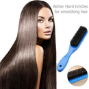 Blue Lotus +Pig hair Handle Hair Brush Hard Boar Bristle Combs for Men Wome