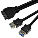 PC Case 20Pin to 2 USB 3.0 Front Panel Cable Adapter with Fixed Foot (80cm) A