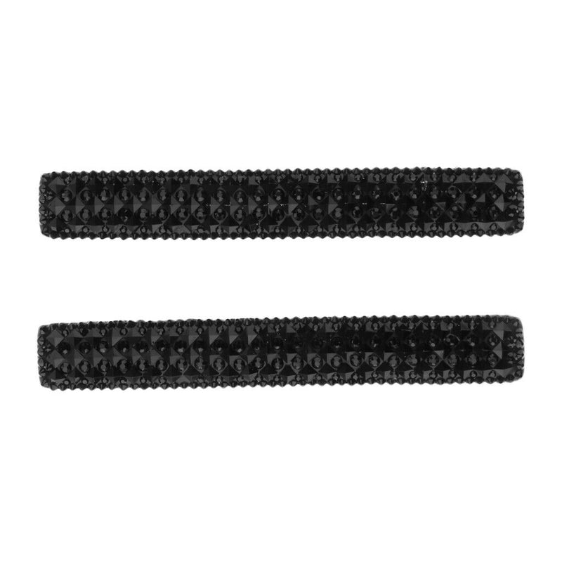 1 Pair Metal Hair Barrette Clips Side Pin Grip Black rhinestone rectangle