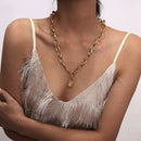 Fashion Women Hollow Out Geometry Lock Pendant Necklace Choker Jewelry Access-OZ