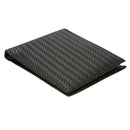 Men PU Leather Zipper Coin Wallets Bifold Woven Pattern Short Purse Bag