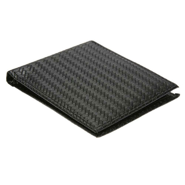 Men PU Leather Zipper Coin Wallets Bifold Woven Pattern Short Purse Bag #gib