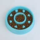 Pet Dog Slow Down Eating Feeder Dish Pet Cat Puppy Feeding Food Bowl Blue