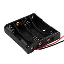 Black 4 x 1.5V AAA Battery Batteries Holder Case w Wire Leads B2W3