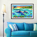 DIY 5D Round Diamond Painting Dolphins Embroidery Cross Stitch Craft Decor
