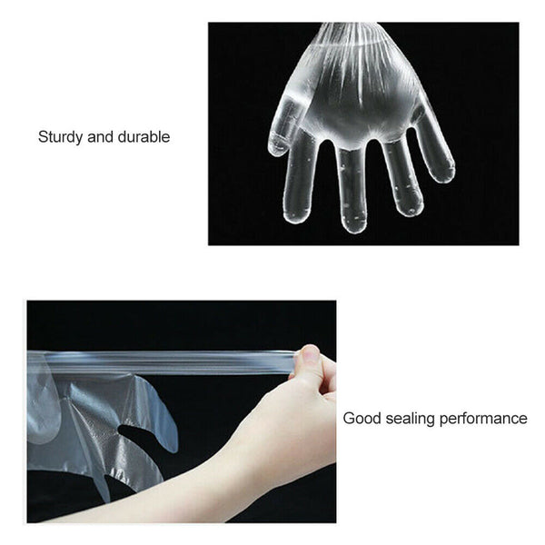 100pcs Transparent Disposable PE Sanitary Gloves for Restaurant Kitchen BBQ