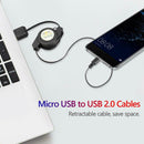 5pcs Micro USB to USB 2.0 Retractable Data Sync Charger Charging Cable Wire