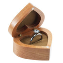 Love Heart Shape Walnut Wooden Ring Box Solid Wood Decorative Jewellery Sto