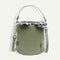 Plaid Bowknot Shoulder Handbags Leather Women Crossbody Bucket Bags (Green) A