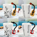 Musical Notes Design Ceramic Drink Tea Mug Cup Wood Guitar Freedom
