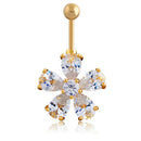 Beauty Navel Belly Button Rings Bar Crystal Flower Dangle Body Piercing Jewe Hn