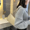 Women Lattice Pattern Shoulder Underarm Bag PU Casual Handbag Totes (Khaki)