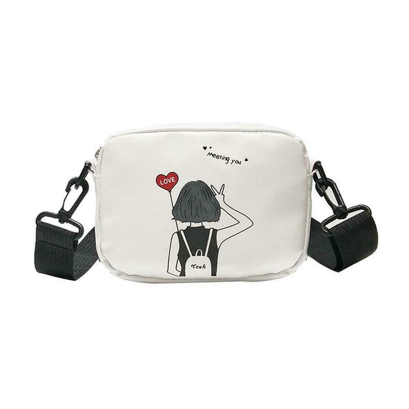 Cartoon Printing Square Shoulder Handbags Women PU Leather Crossbody Bag (6