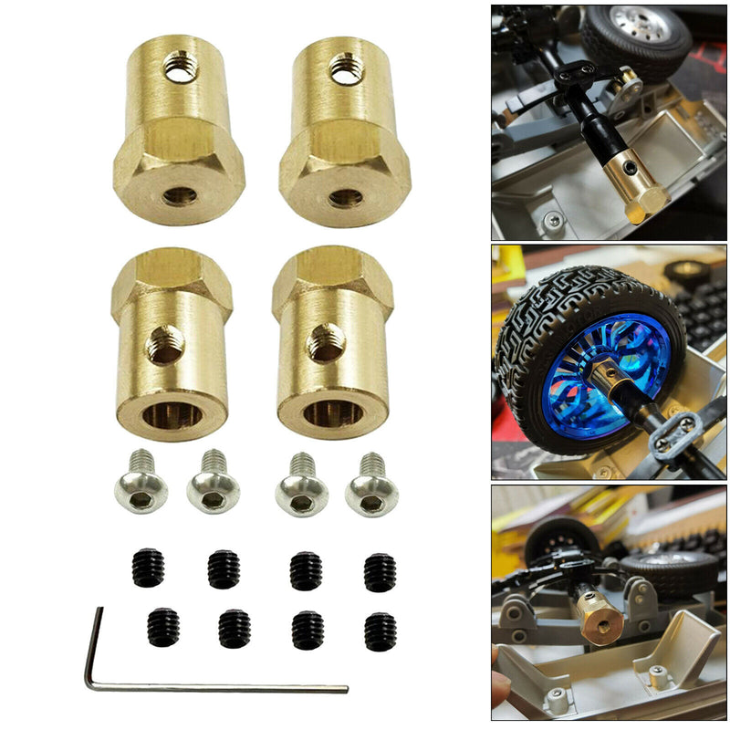 4xMetal Brass 5mm to 12mm Wheel Hub Extension Adapter Coupler for WPL D12 RC Car