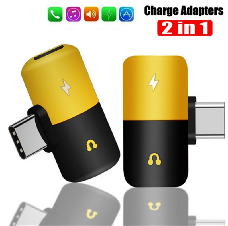 Jack Extension Earphone To Type C 3.5mm Aux Converter Adapter USB C 2 In 1 Chic