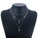 Boho Four-layers Choker Pendant Necklace Crystal Star Moon Chain Women Jewelry