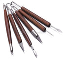6in1 Wooden Polymer Clay Pottery Ball Stylus Sculpting Carving Modeling Tools PT