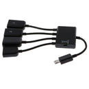 4-port Micro USB Cable Adapter Data Cable OTG Hub Cable 3 X USB Ports 1x Micro
