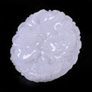 Natural White Jade Hand Carved Necklace Pendant Chinese Dragon Phoenix Mascot