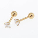 Stainless Steel Cubic Zirconia Ear Stud Bar Earrings, 5 Pairs