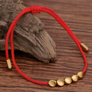 3Pcs/Set Handmade Red Braided Rope Christmas Bracelet Copper Bead Lucky Bangle