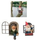 Wall Sculpture Garden Gnome Statue Outdoor Elf Out The Door / Window Tree Hugger