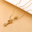 Cross Love Key Necklace Double Layer Pendant Female Jewelry Clavicle Chain
