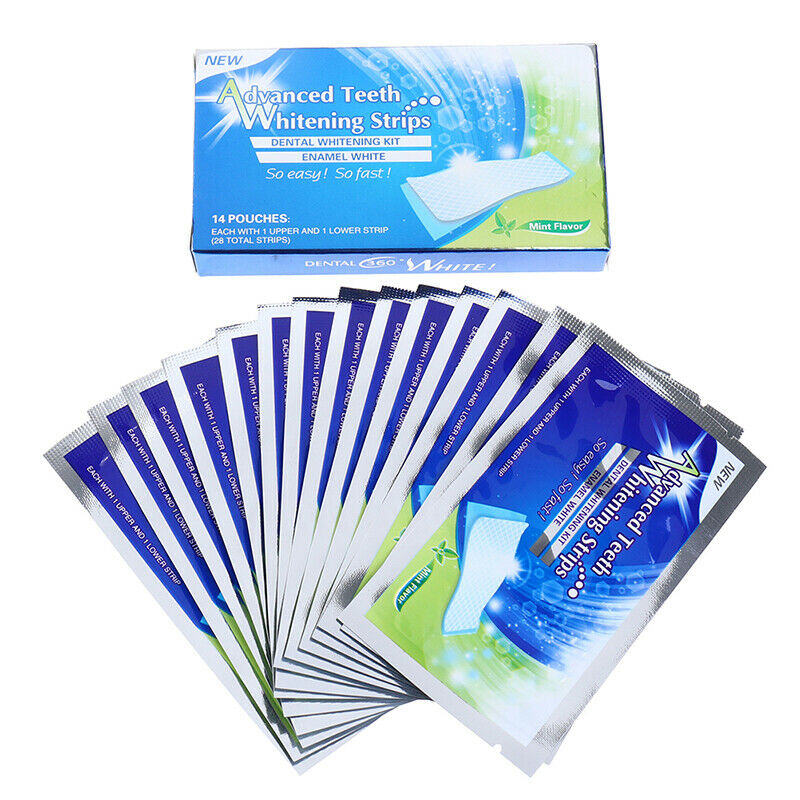 28Pcs/14Pair White Gel Teeth Whitening Strips Oral Hygiene Dental BleachiN Nw